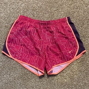 Nike Women's Pink and Purple Patterned Athletic Shorts